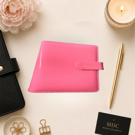The Haze | A6 Personal Patent Leather Budget Binder with Gold Rings