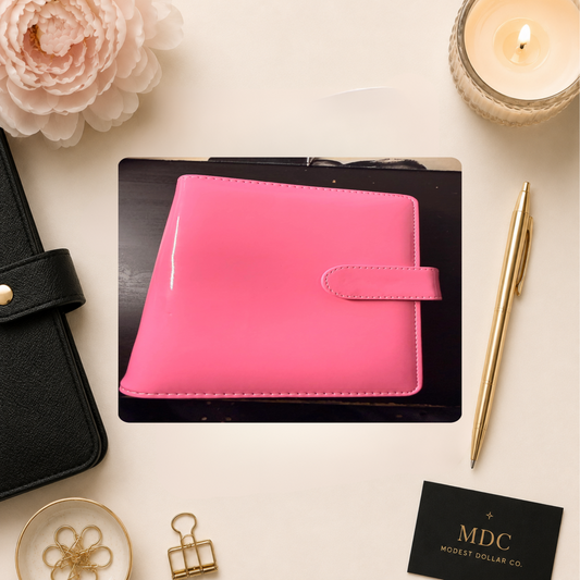 The Haze | A6 Personal Patent Leather Budget Binder with Gold Rings
