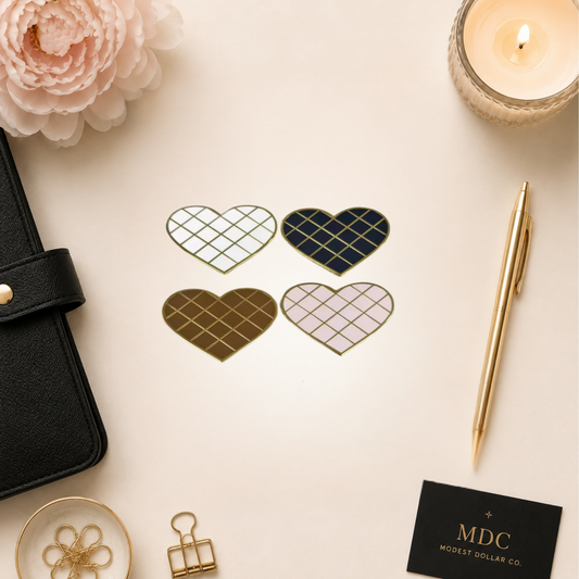 Hearts Quilted Magnetic Pin — Color Options
