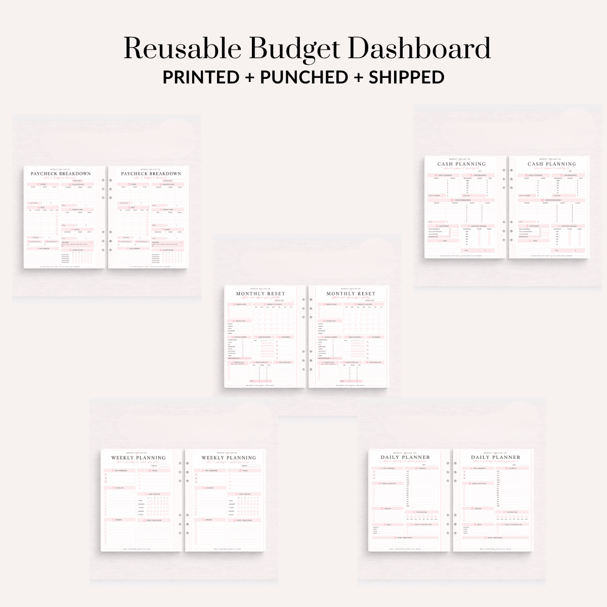 Reusable Budget Inserts A5 | Paycheck Planning, Cash Stuffing & Tracker Collection - ModestDollarCo