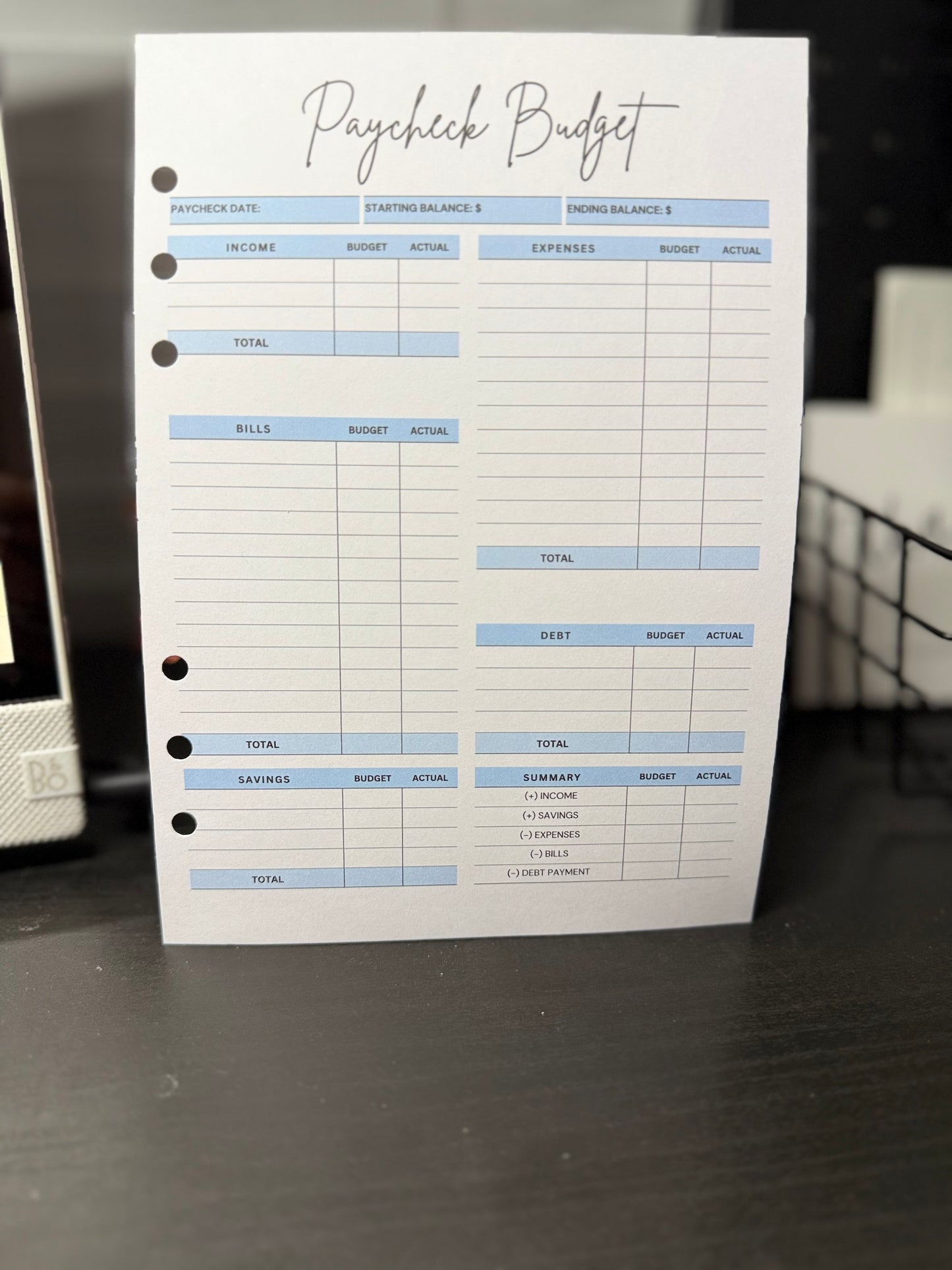 A5 Paycheck Breakdown Sheets