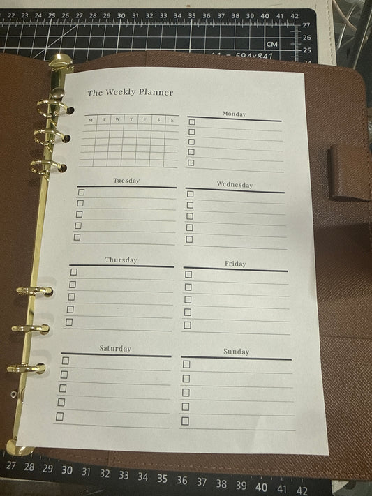 Weekly Planner Inserts A5 | Undated Weekly Planner Refill