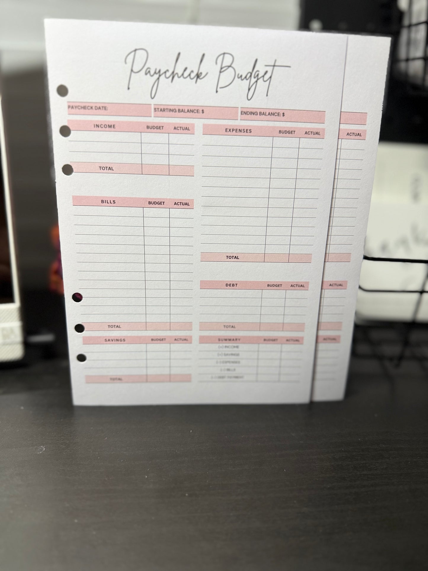 A5 Paycheck Breakdown Sheets