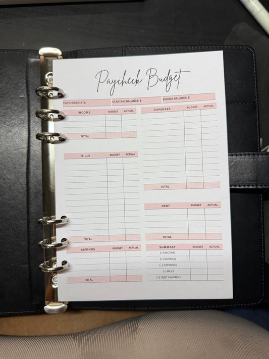 Paycheck Breakdown A5 Inserts colorful– Multiple Options