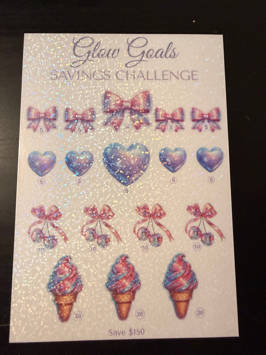 Holographic Glow Goals Savings Challenge Tracker