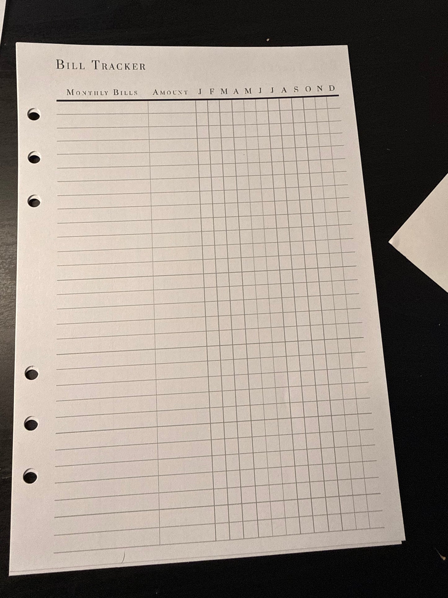 Bill Payment Tracker Inserts