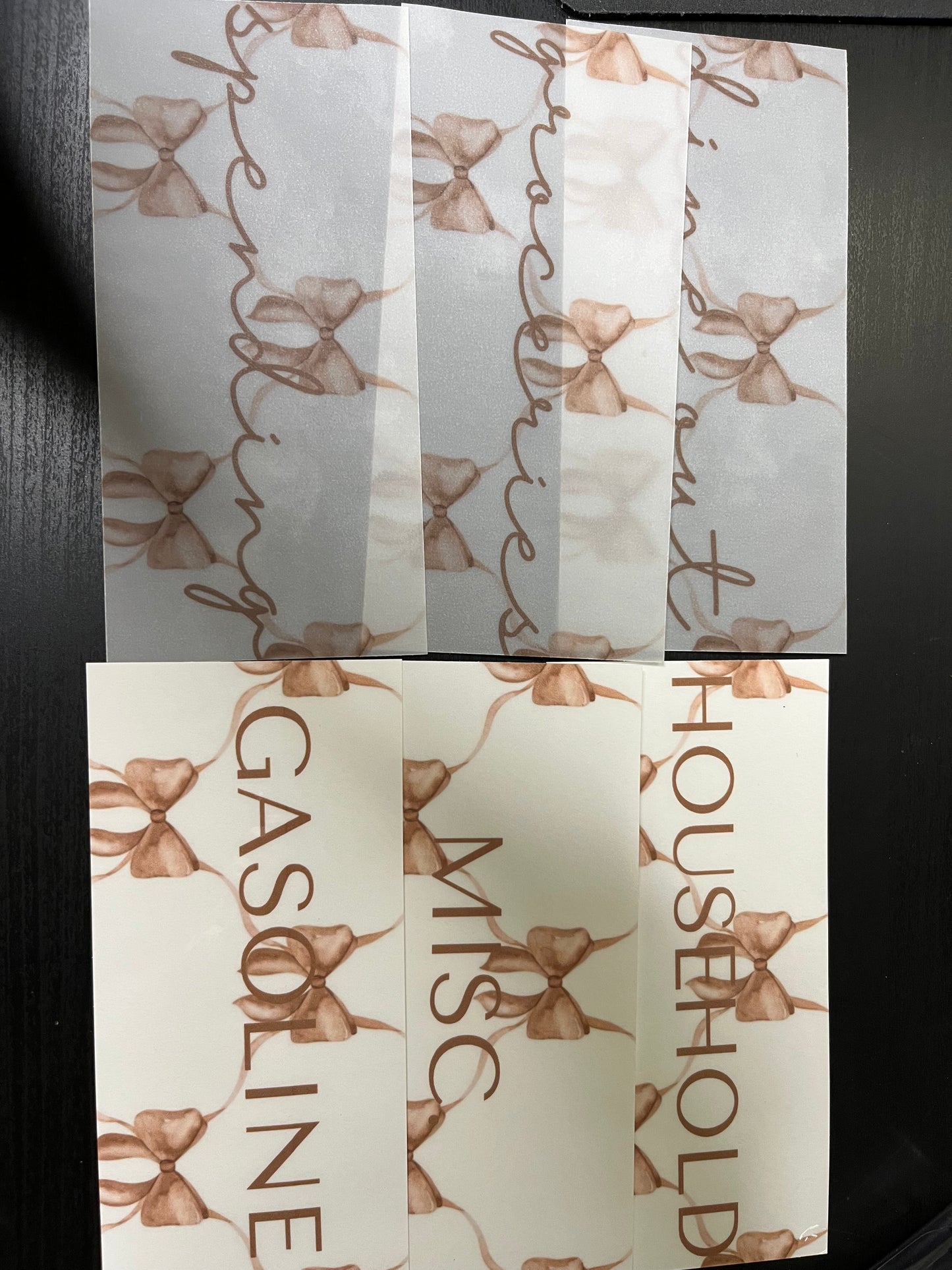 Bows Matte Vellum cash envelopes -A6 Personal size