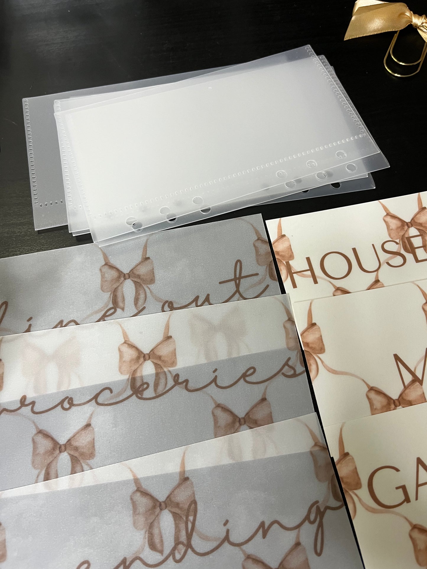 Bows Matte Vellum cash envelopes -A6 Personal size