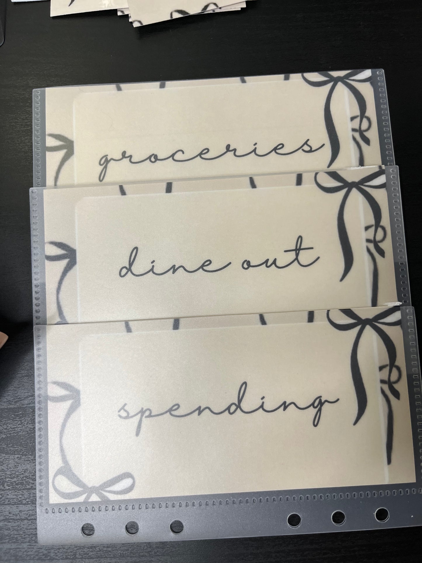 Bows Matte Vellum cash envelopes -A6 Personal size