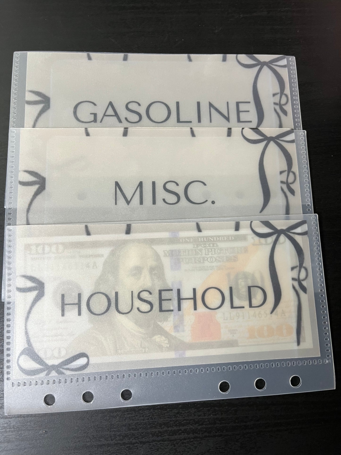 Bows Matte Vellum cash envelopes -A6 Personal size