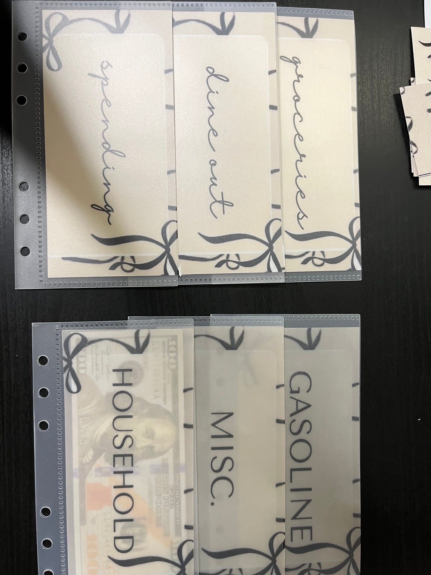Bows Matte Vellum cash envelopes -A6 Personal size