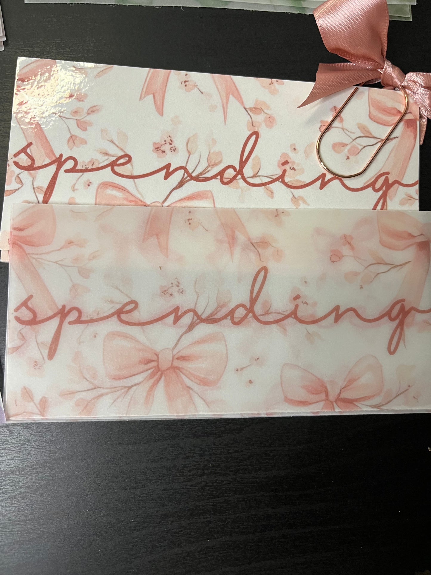 Bows Matte Vellum cash envelopes -A6 Personal size