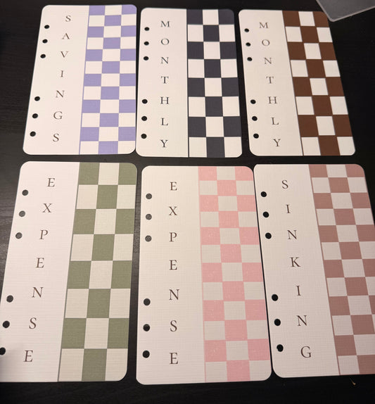 Checkered Budget Dashboard Insert | A6 Personal