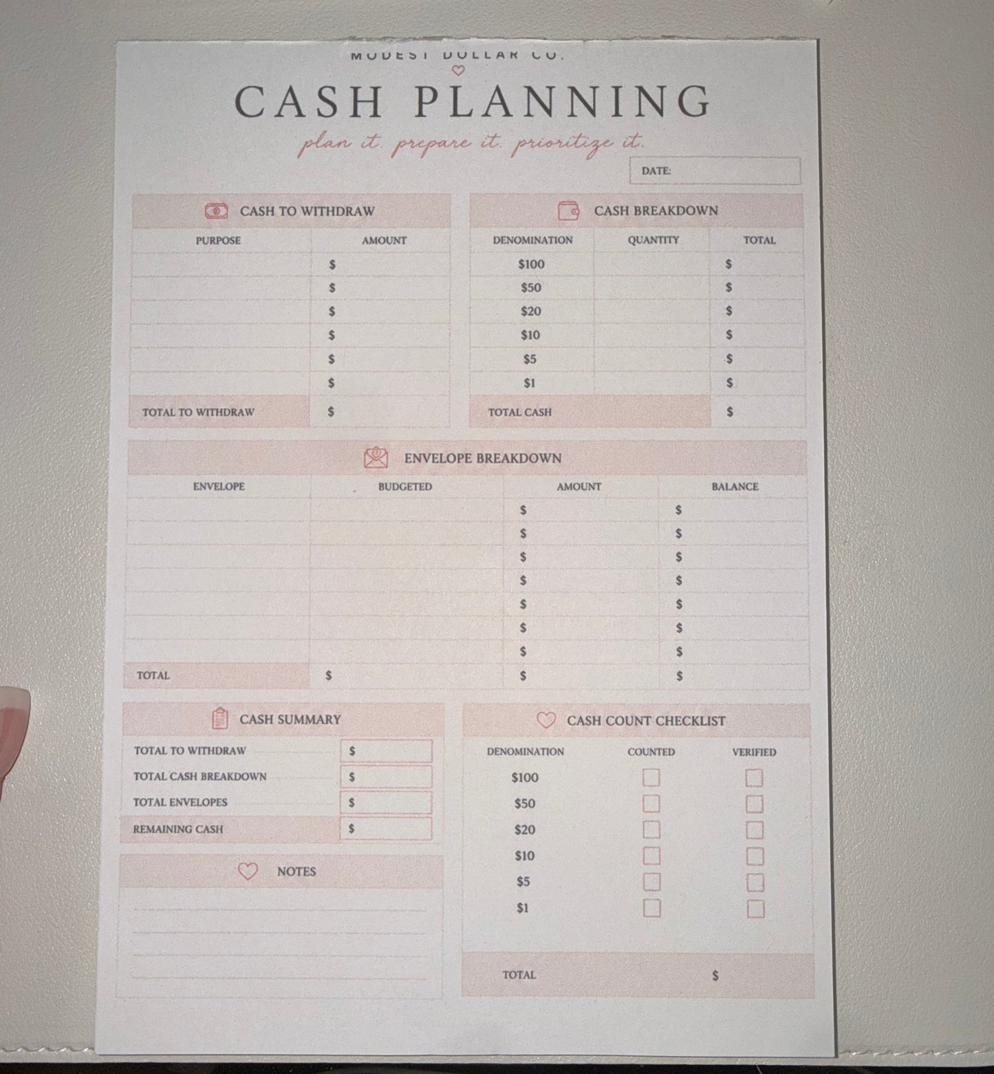 The Modest Desk™ A5 Budget & Planning Notepad Collection