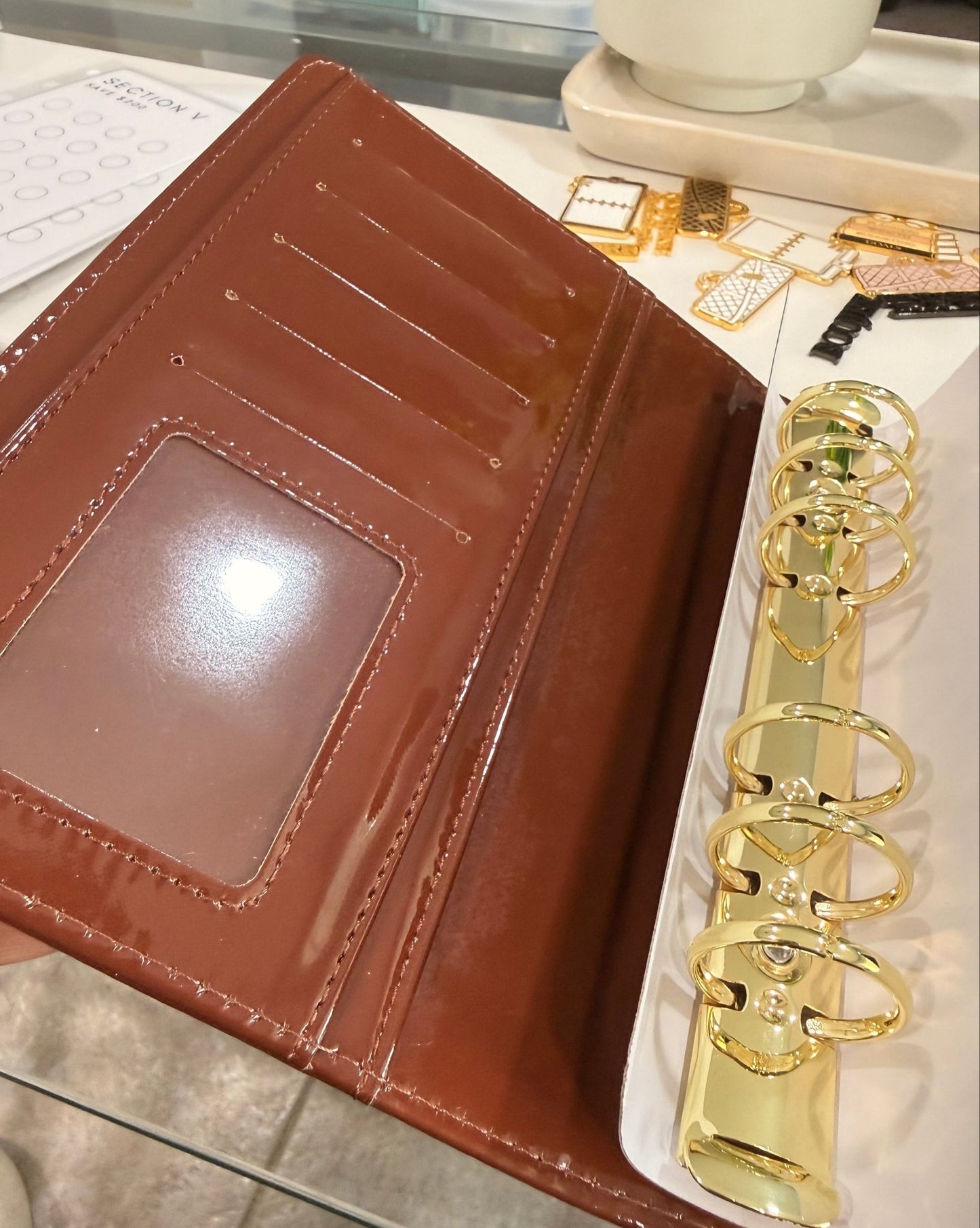 The Haze | A6 Personal Patent Leather Budget Binder with Gold Rings - ModestDollarCo