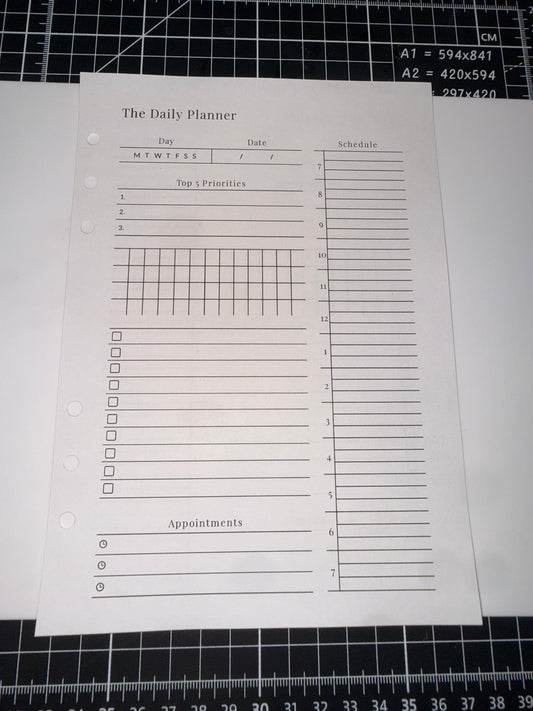 Daily Planner Inserts A5 | Undated Daily Planner Refill