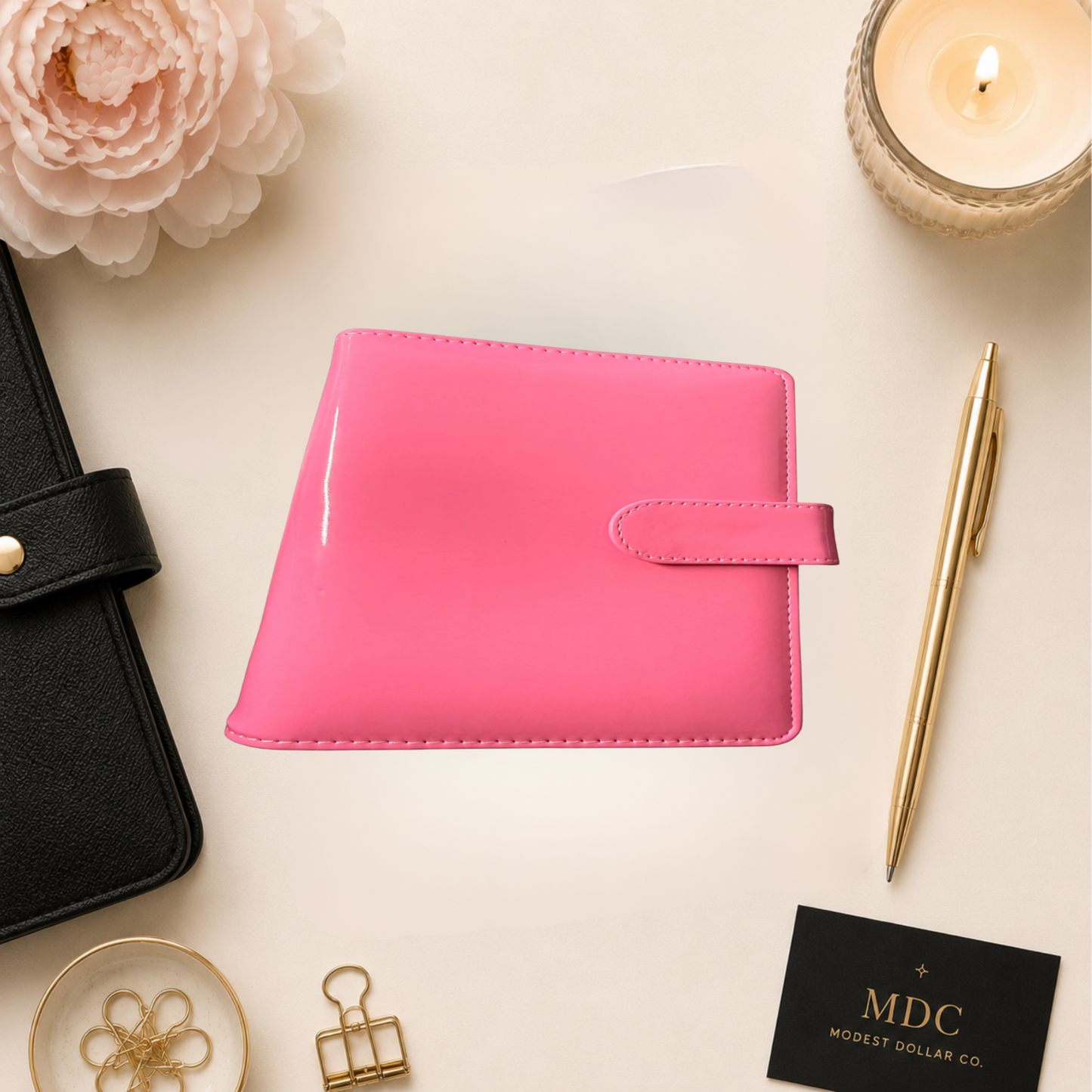 The Haze | A6 Personal Patent Leather Budget Binder with Gold Rings