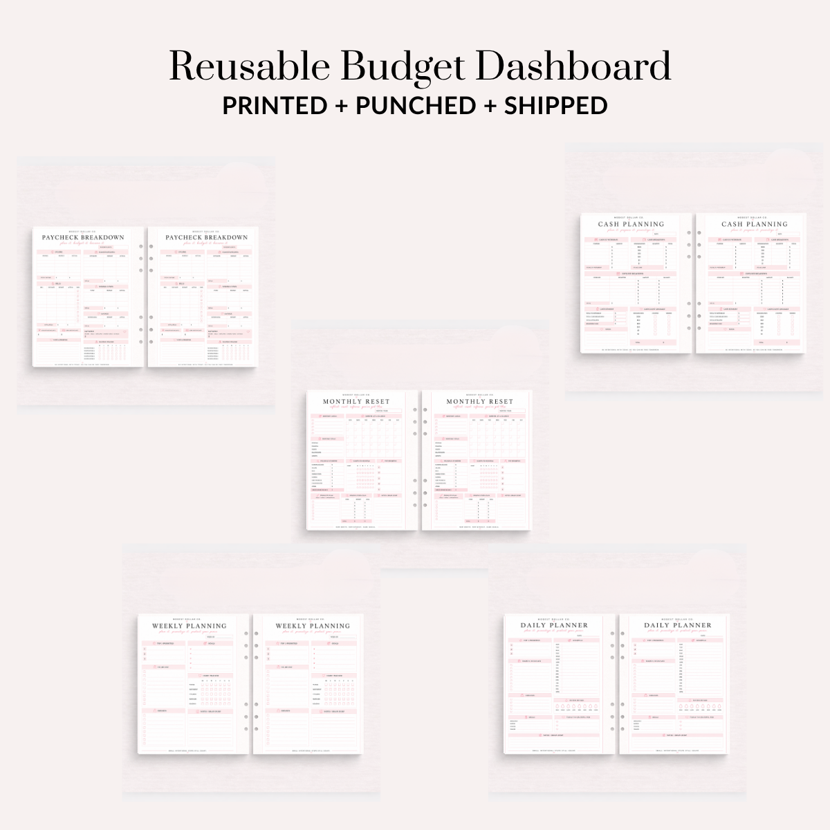 Reusable Budget Inserts A5 | Paycheck Planning, Cash Stuffing & Tracker Collection