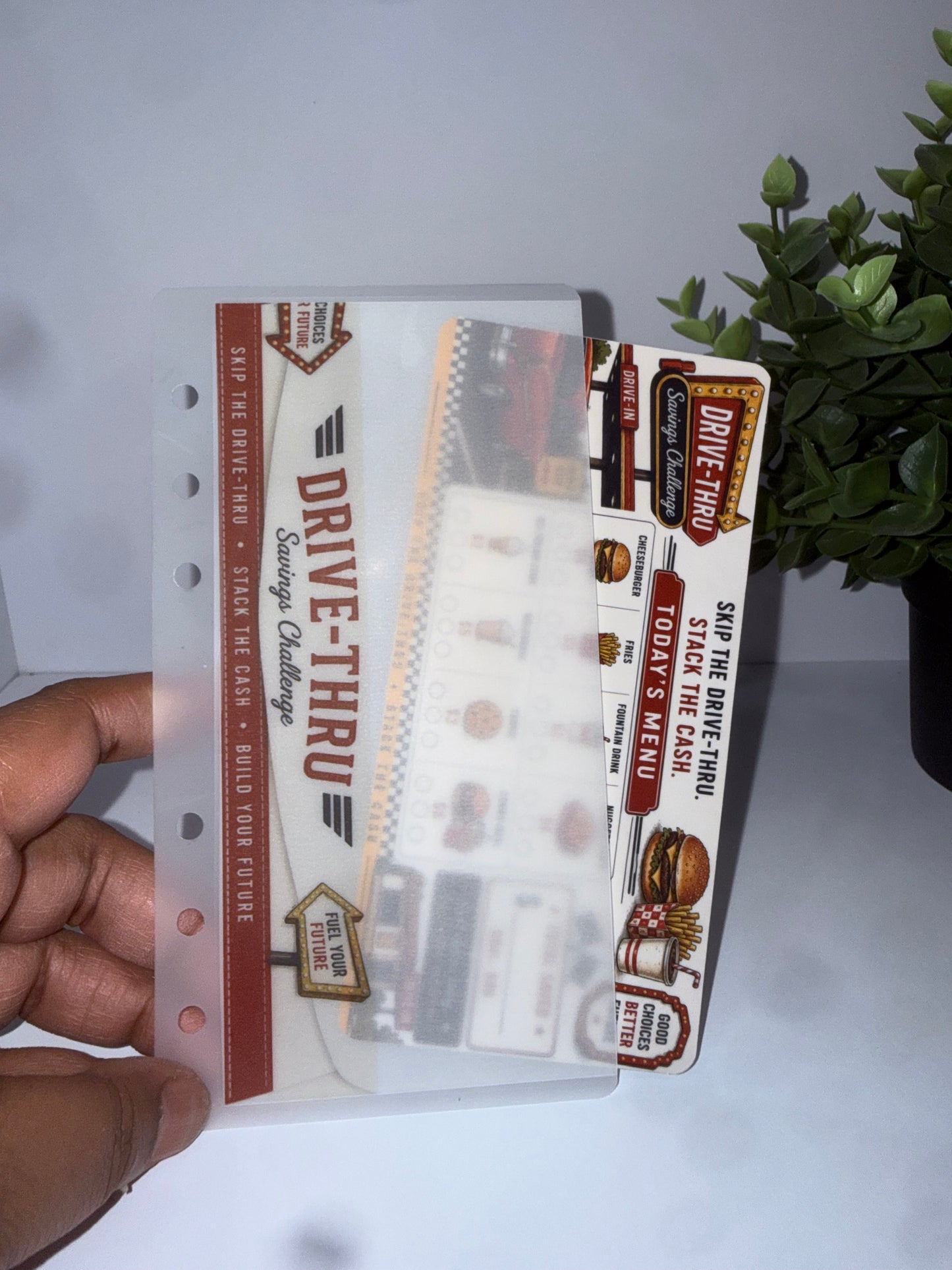 Drive-Thru  Savings Challenge Tracker w/Envelope Duo