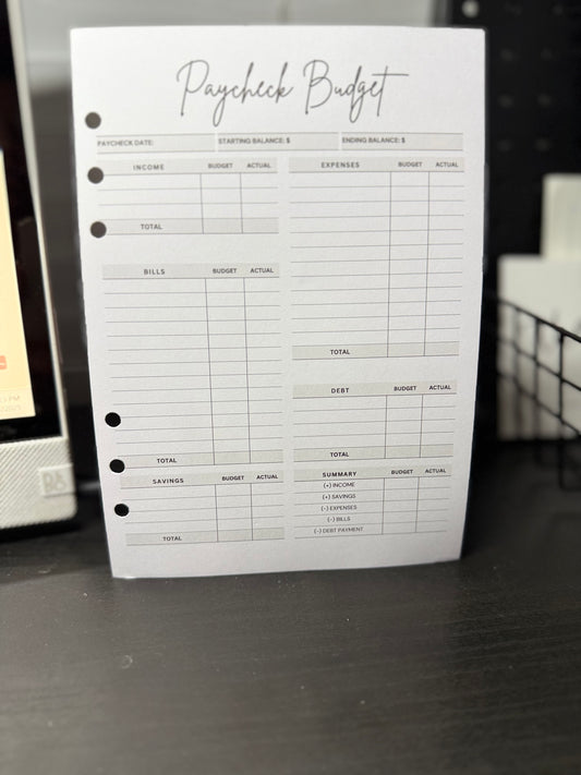 A5 Paycheck Breakdown Sheets