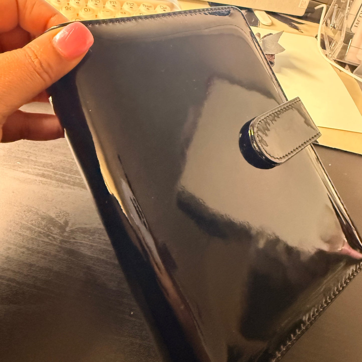 The Haze | A6 Personal Patent Leather Budget Binder with Gold Rings