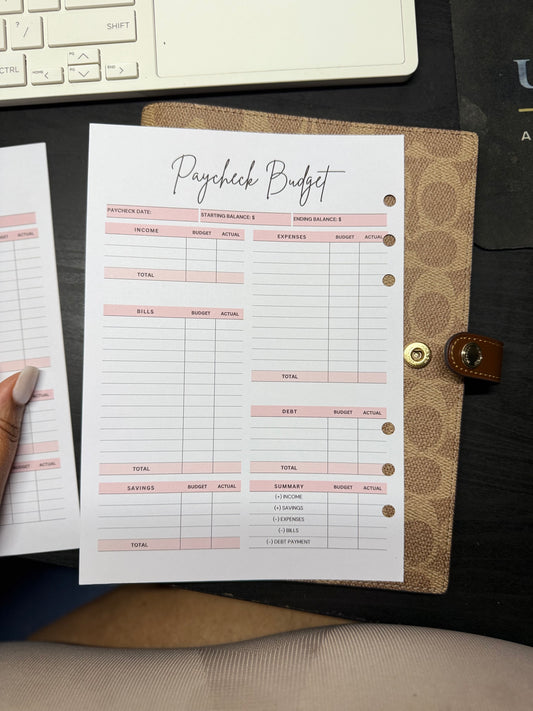 A5 Paycheck Breakdown Sheets