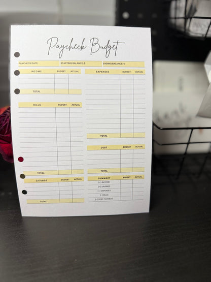 Paycheck Breakdown A5 Inserts colorful– Multiple Options - ModestDollarCo