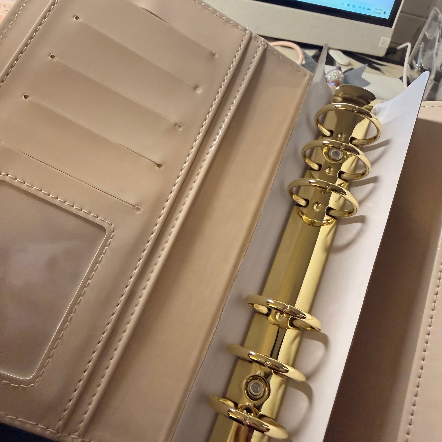 The Haze | A6 Personal Patent Leather Budget Binder with Gold Rings
