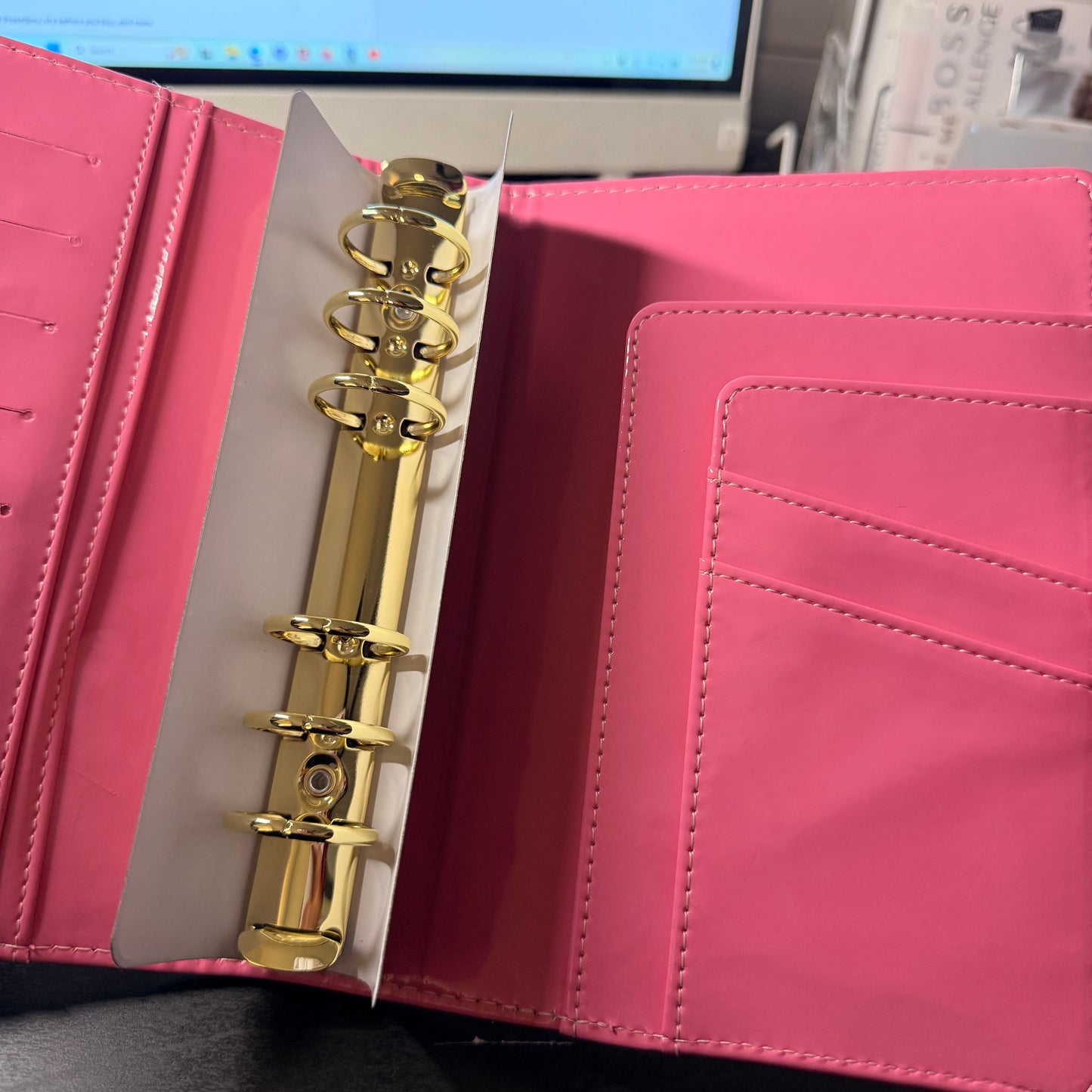 The Haze | A6 Personal Patent Leather Budget Binder with Gold Rings