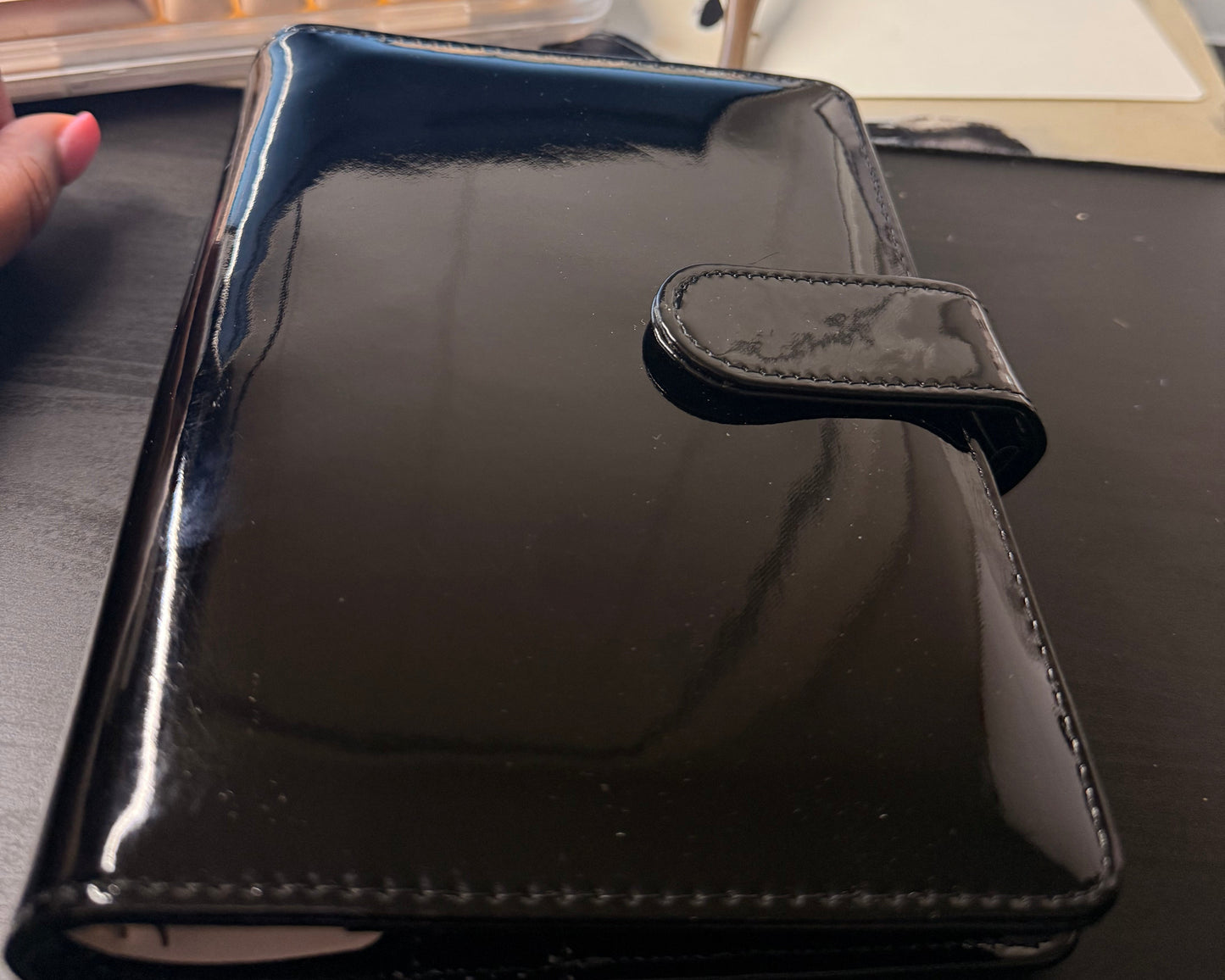 The Haze | A6 Personal Patent Leather Budget Binder with Gold Rings