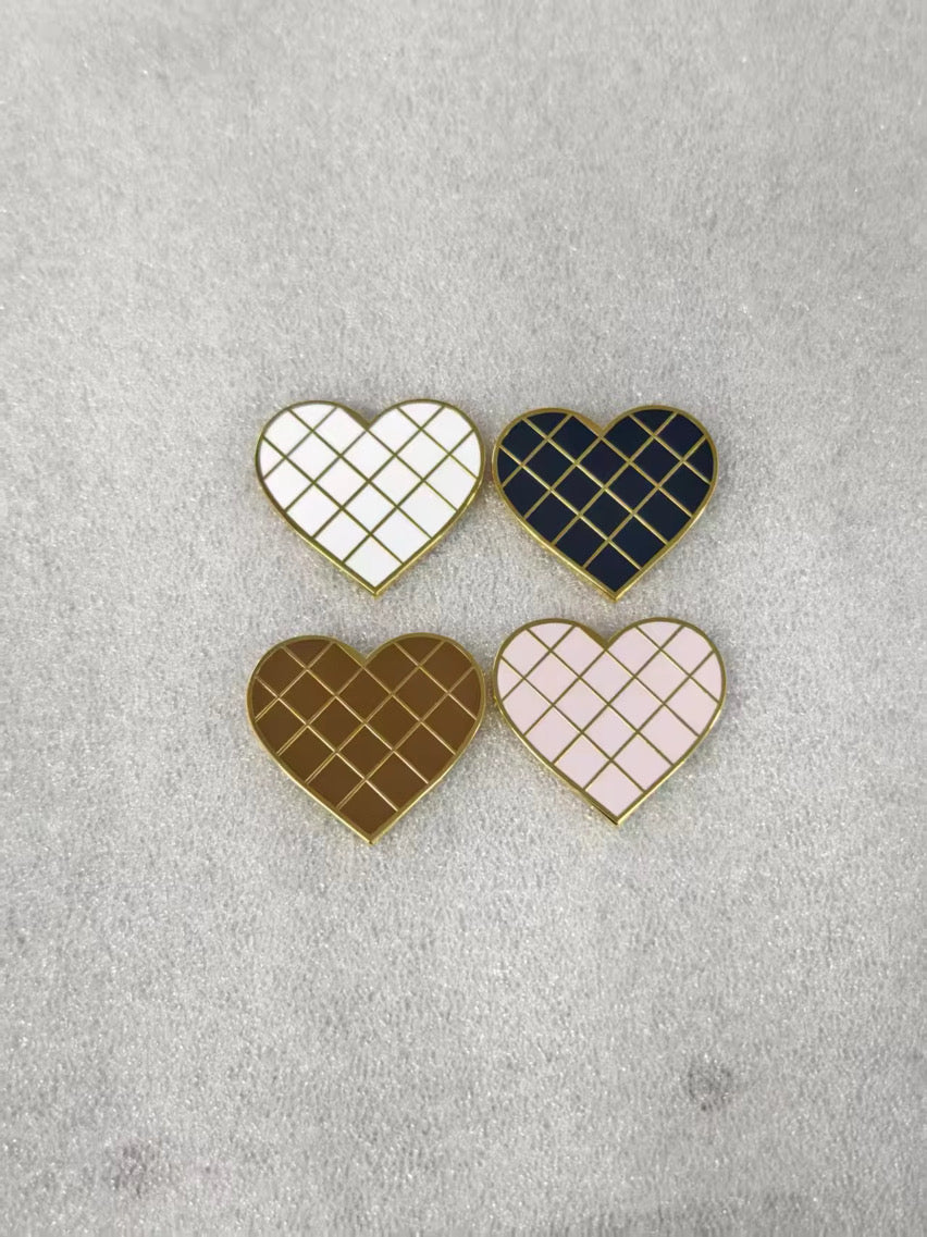 Hearts Quilted Magnetic Pin — Color Options