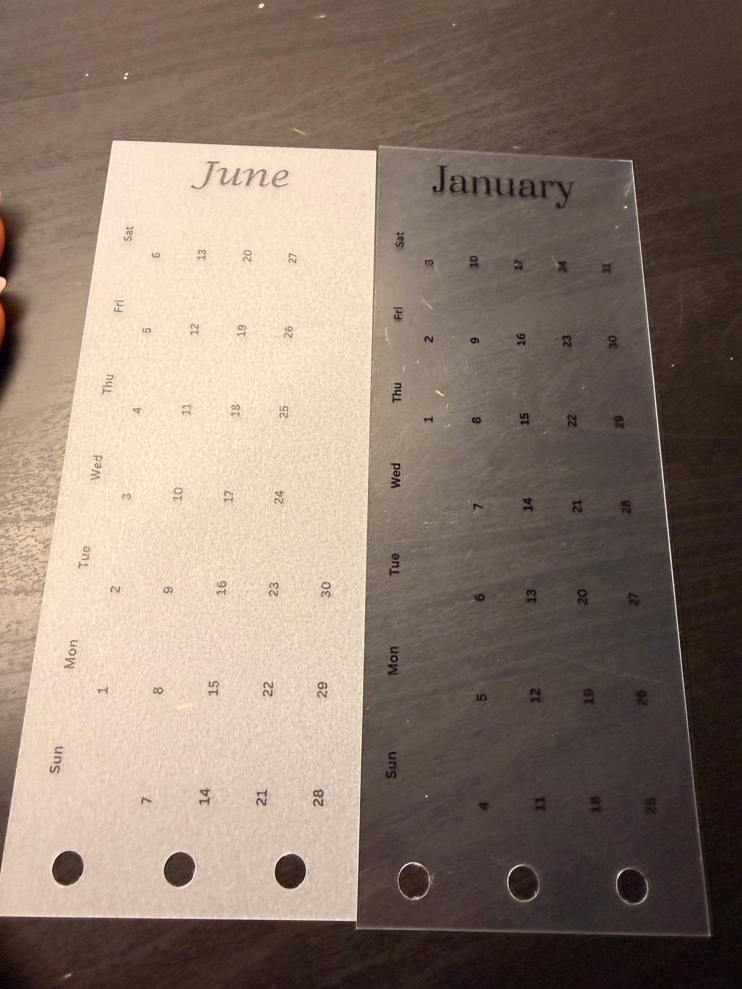 12-Month Calendar Tab Cards (Half-Punched) — Set of 12