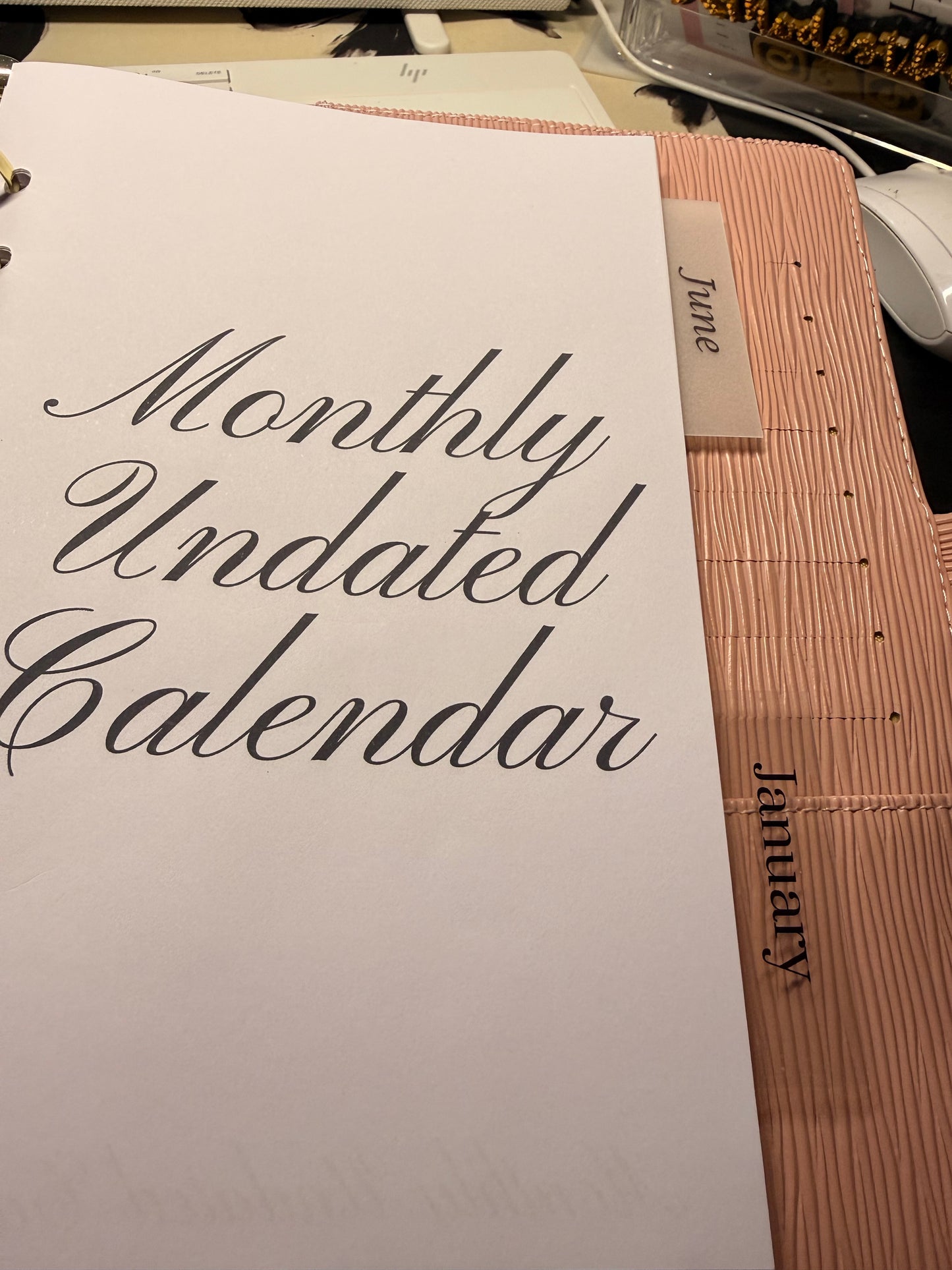 12-Month Calendar Tab Cards (Half-Punched) — Set of 12