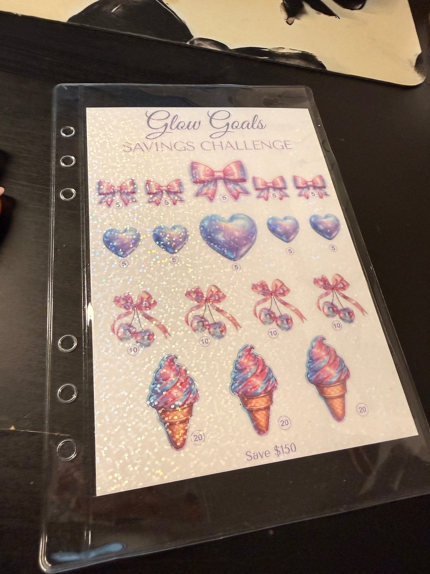 Holographic Glow Goals Savings Challenge Tracker