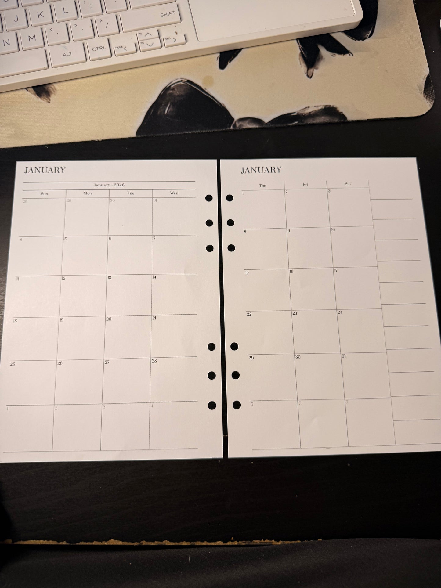 Monthly Calendar Inserts — Goals + 2-Page Calendar + Notes (12 Months)