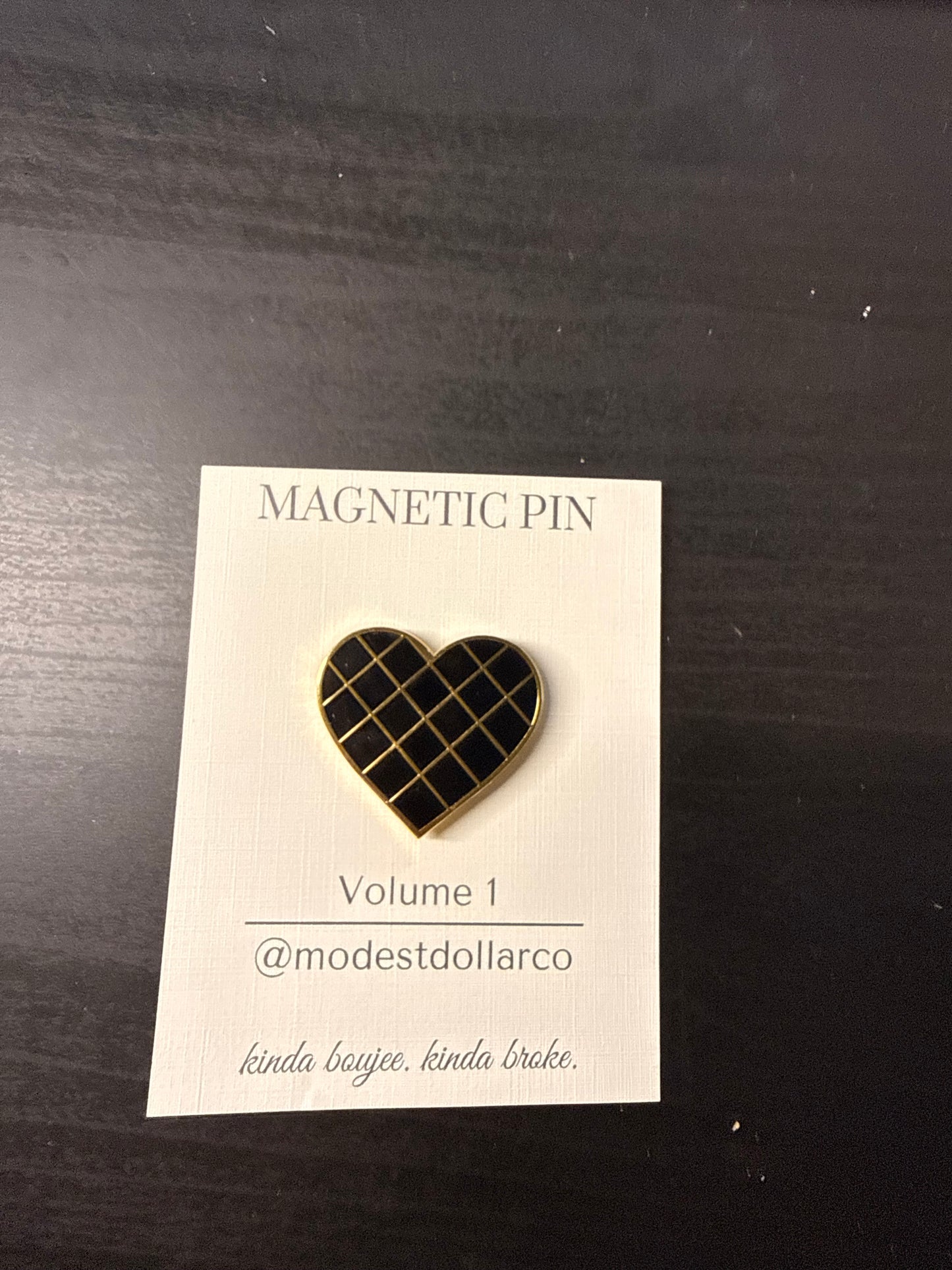 Hearts Quilted Magnetic Pin — Color Options