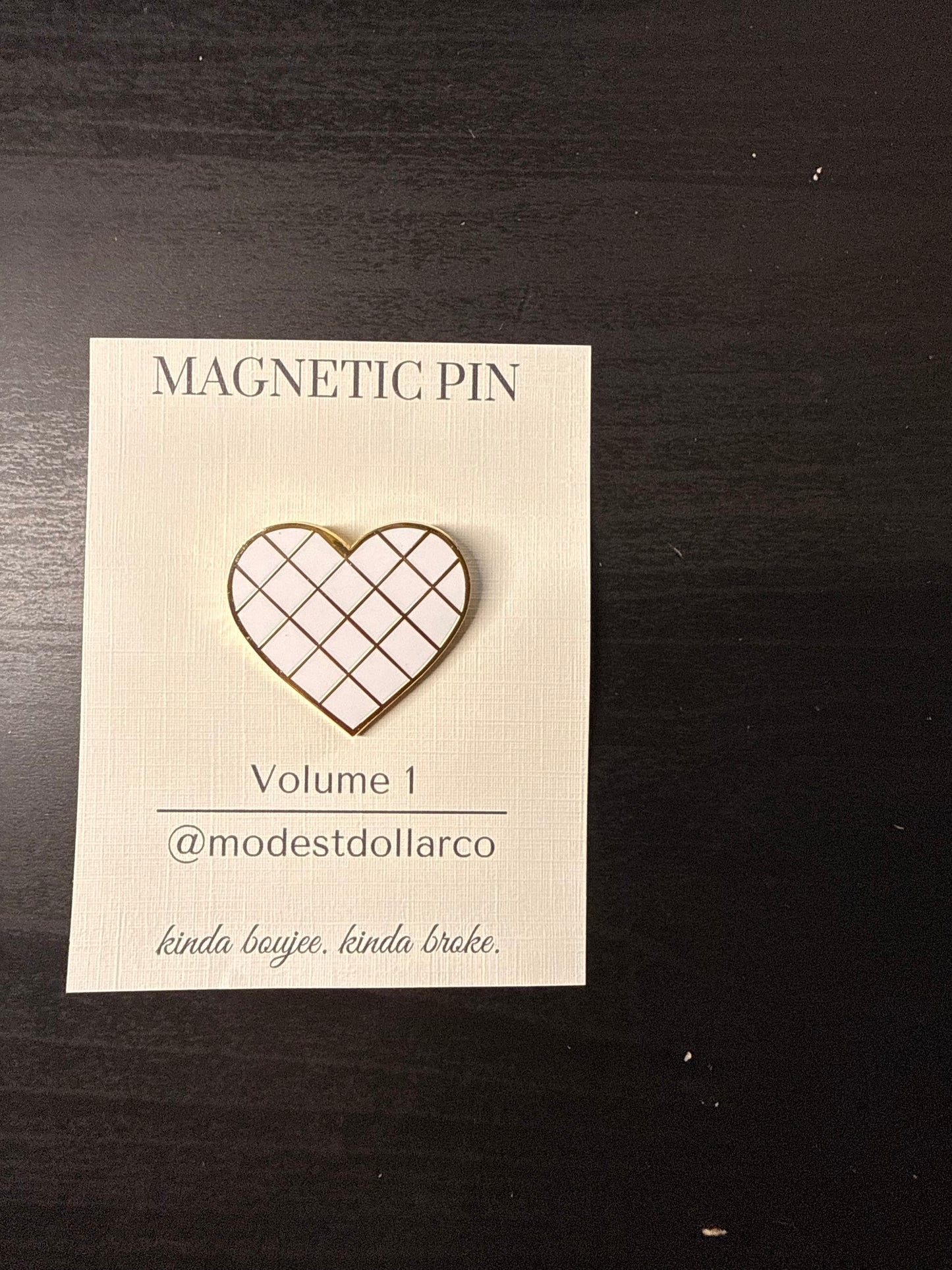 Hearts Quilted Magnetic Pin — Color Options