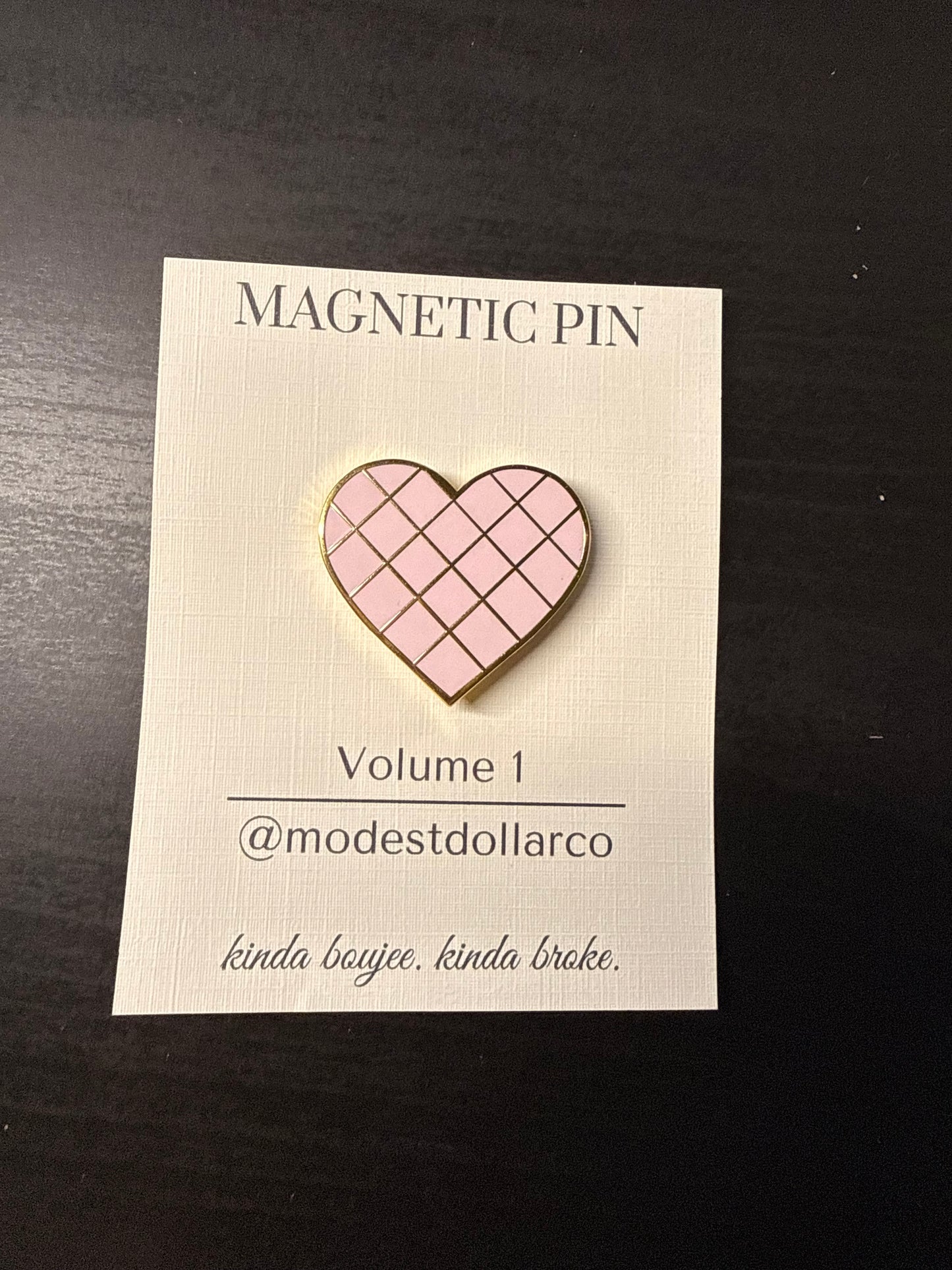 Hearts Quilted Magnetic Pin — Color Options