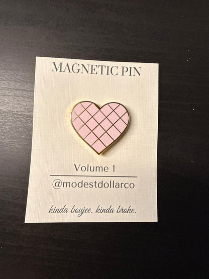 Hearts Quilted Magnetic Pin — Color Options