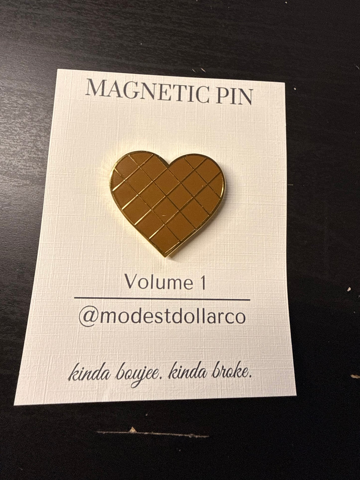 Hearts Quilted Magnetic Pin — Color Options