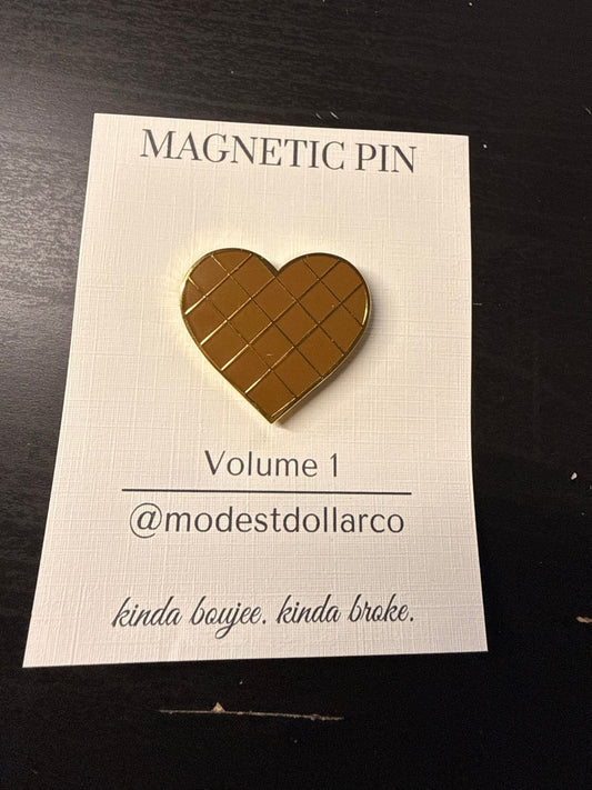 Hearts Quilted Magnetic Pin — Color Options - ModestDollarCo