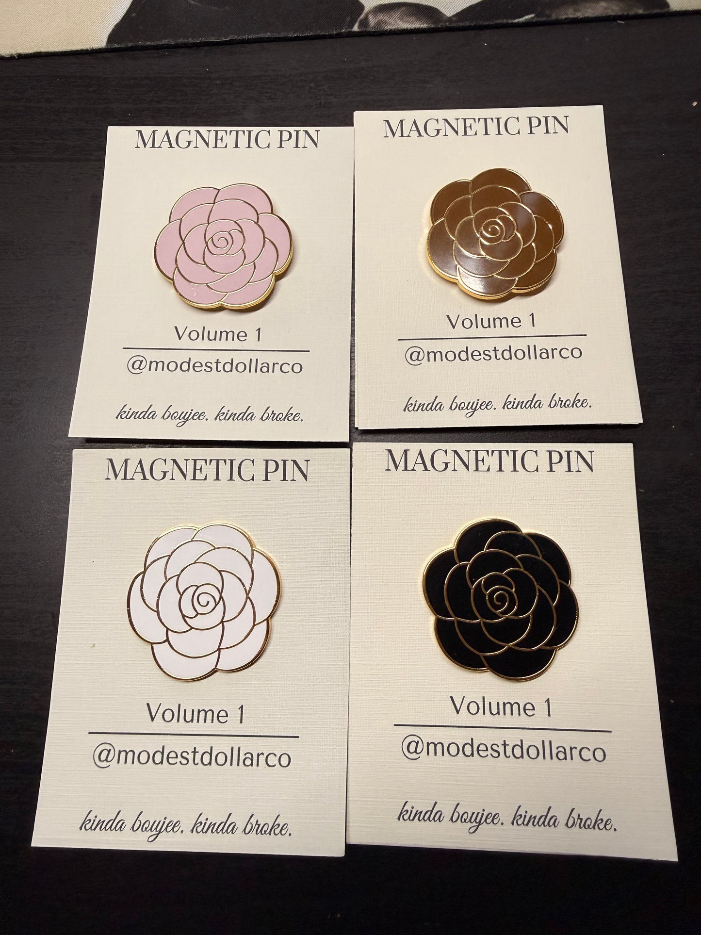 Camelia Flower Magnetic Pin — Multiple Color Options