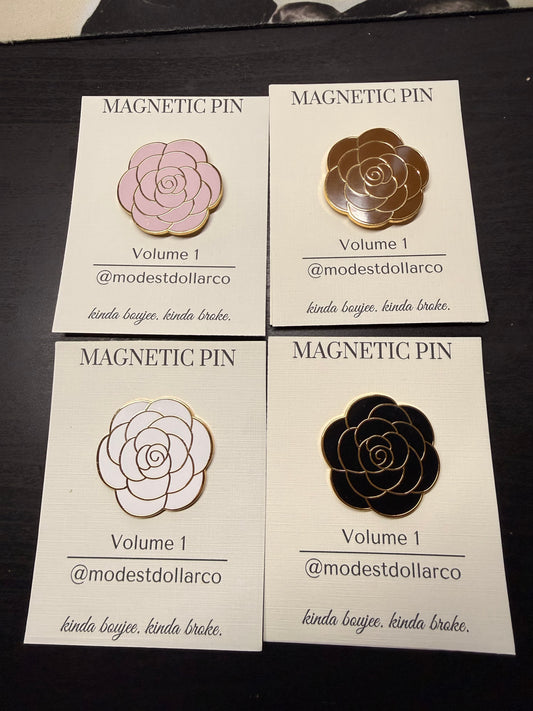 Camelia Flower Magnetic Pin — Multiple Color Options