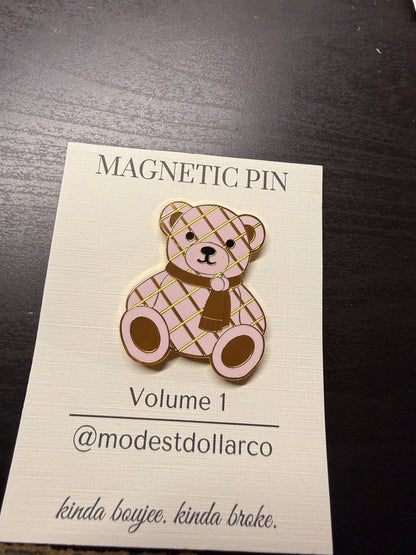 Teddy Magnetic Pin — Multiple Color Options