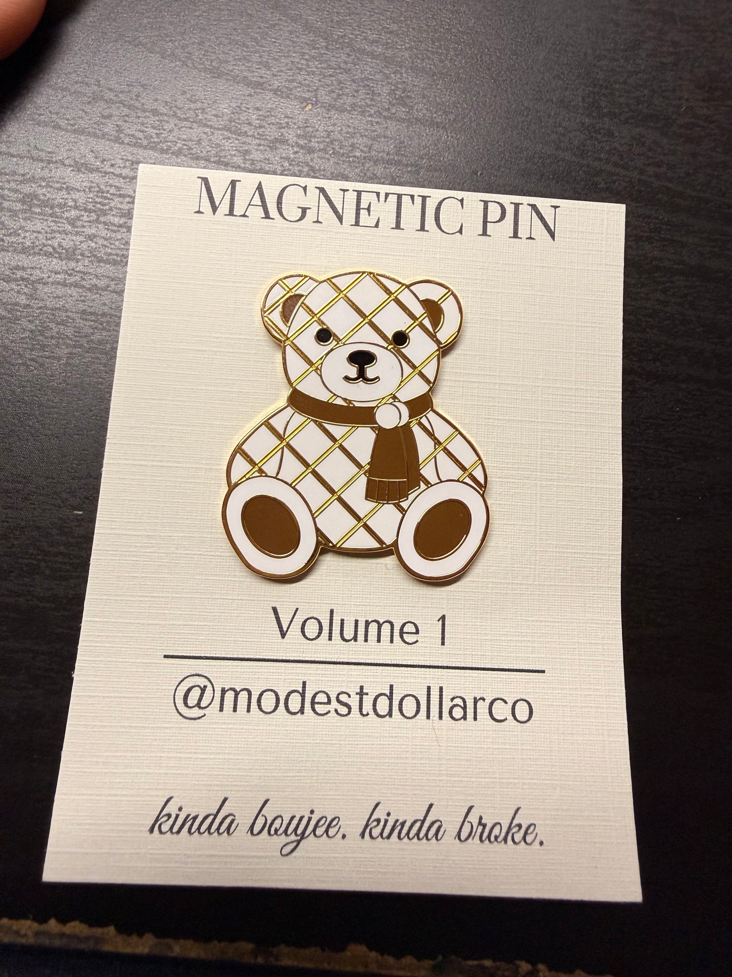 Teddy Magnetic Pin — Multiple Color Options