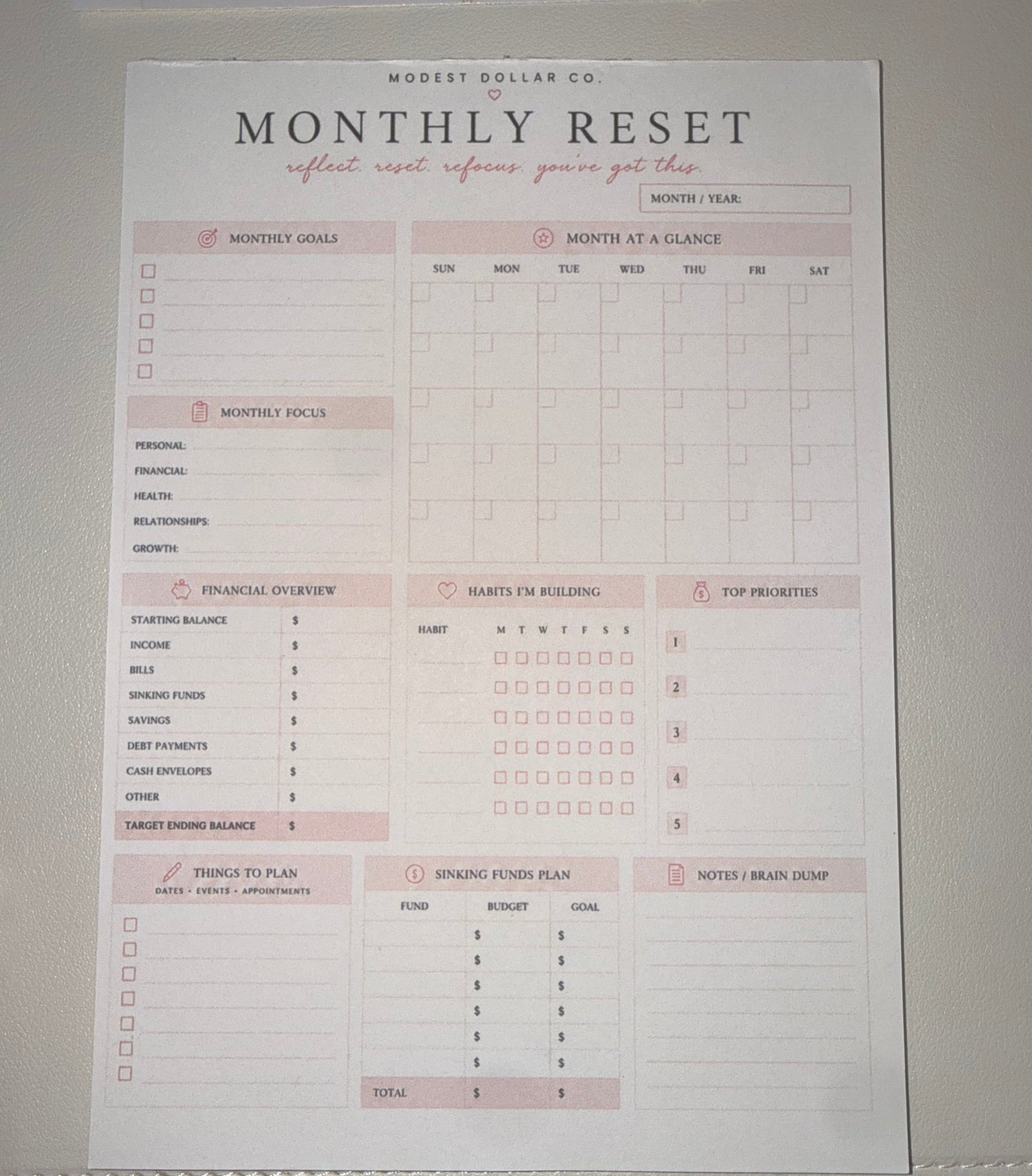 The Modest Desk™ A5 Budget & Planning Notepad Collection