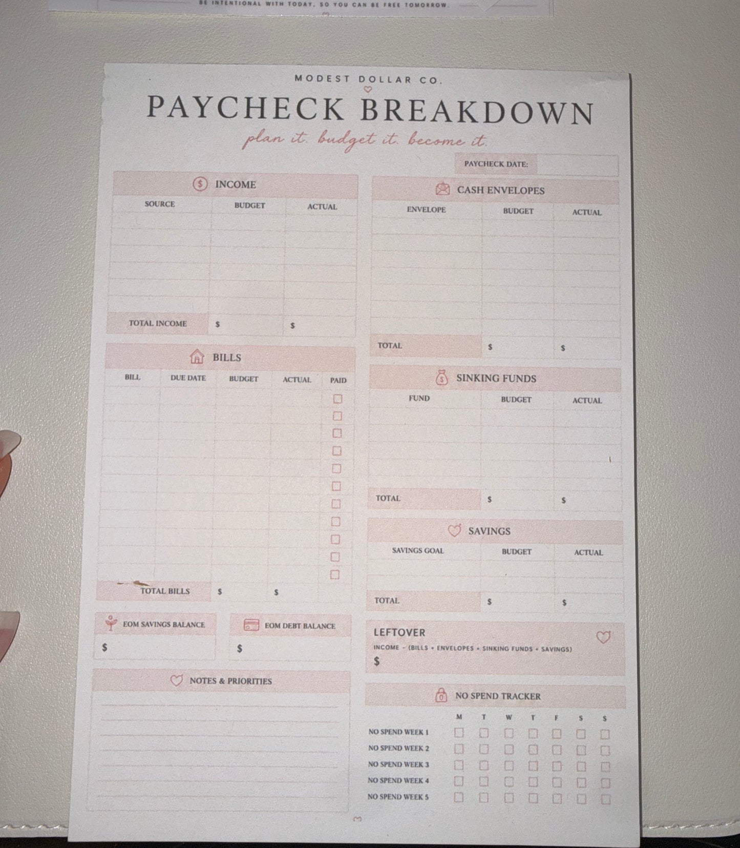 The Modest Desk™ A5 Budget & Planning Notepad Collection