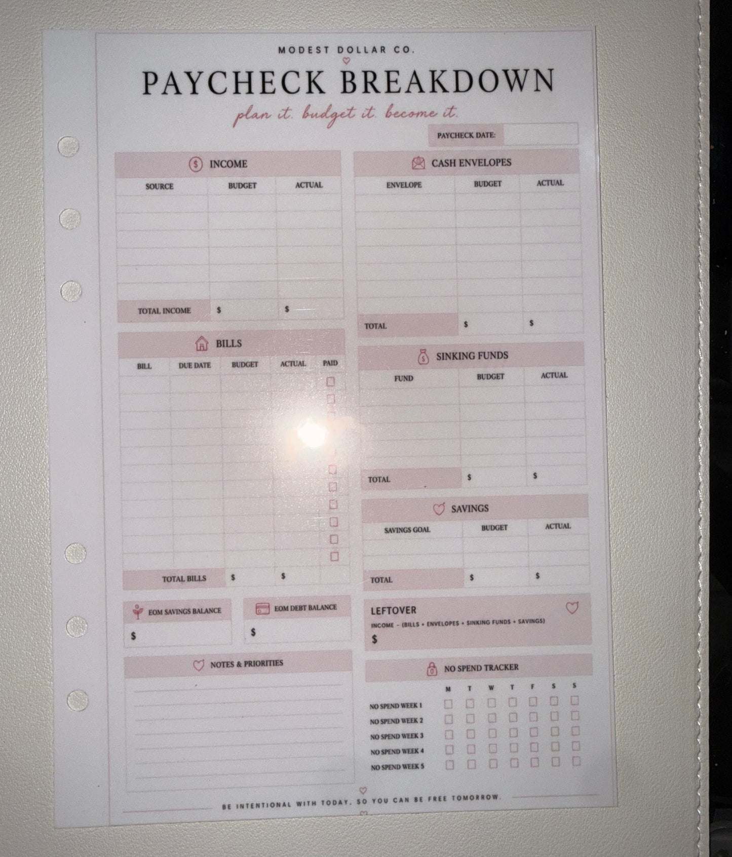Reusable Budget Inserts A5 | Paycheck Planning, Cash Stuffing & Tracker Collection
