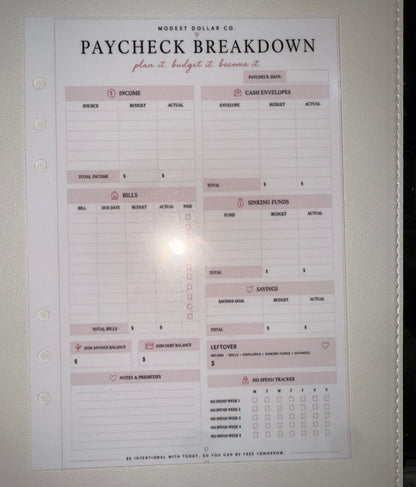 Reusable Budget Inserts A5 | Paycheck Planning, Cash Stuffing & Tracker Collection