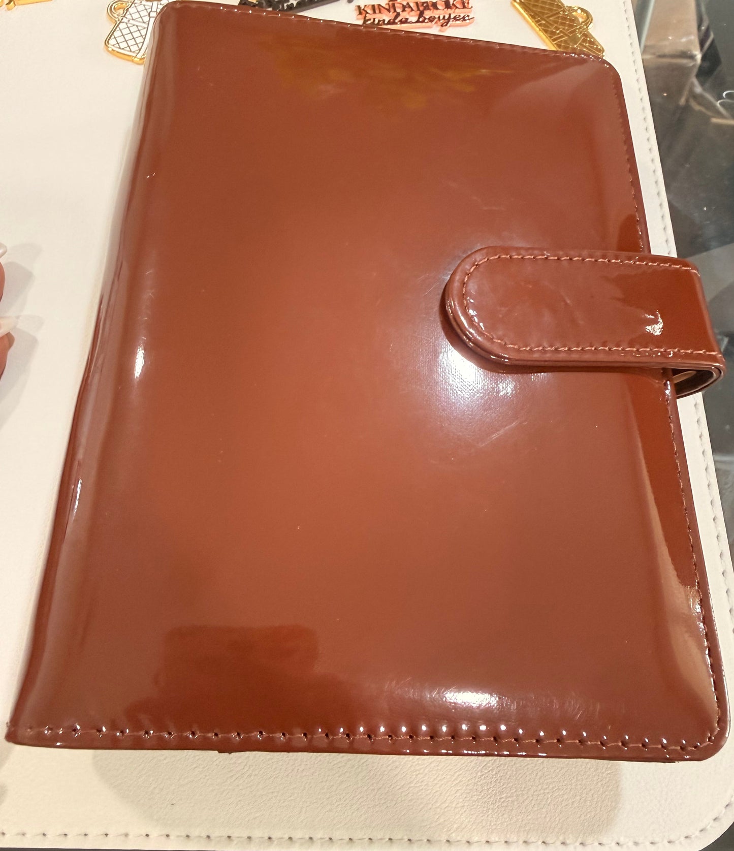 The Haze | A6 Personal Patent Leather Budget Binder with Gold Rings